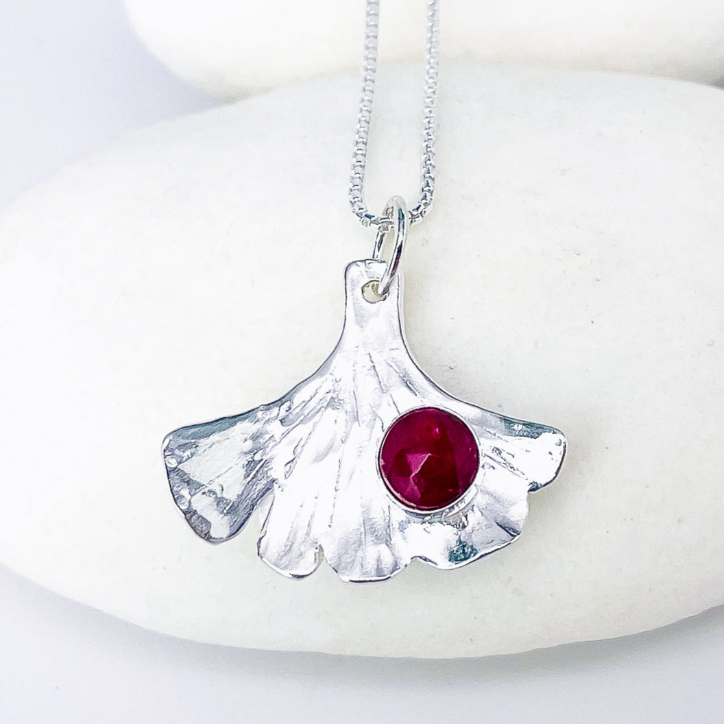 Sterling Silver Ginkgo Pendant Necklace - Resilience Talisman