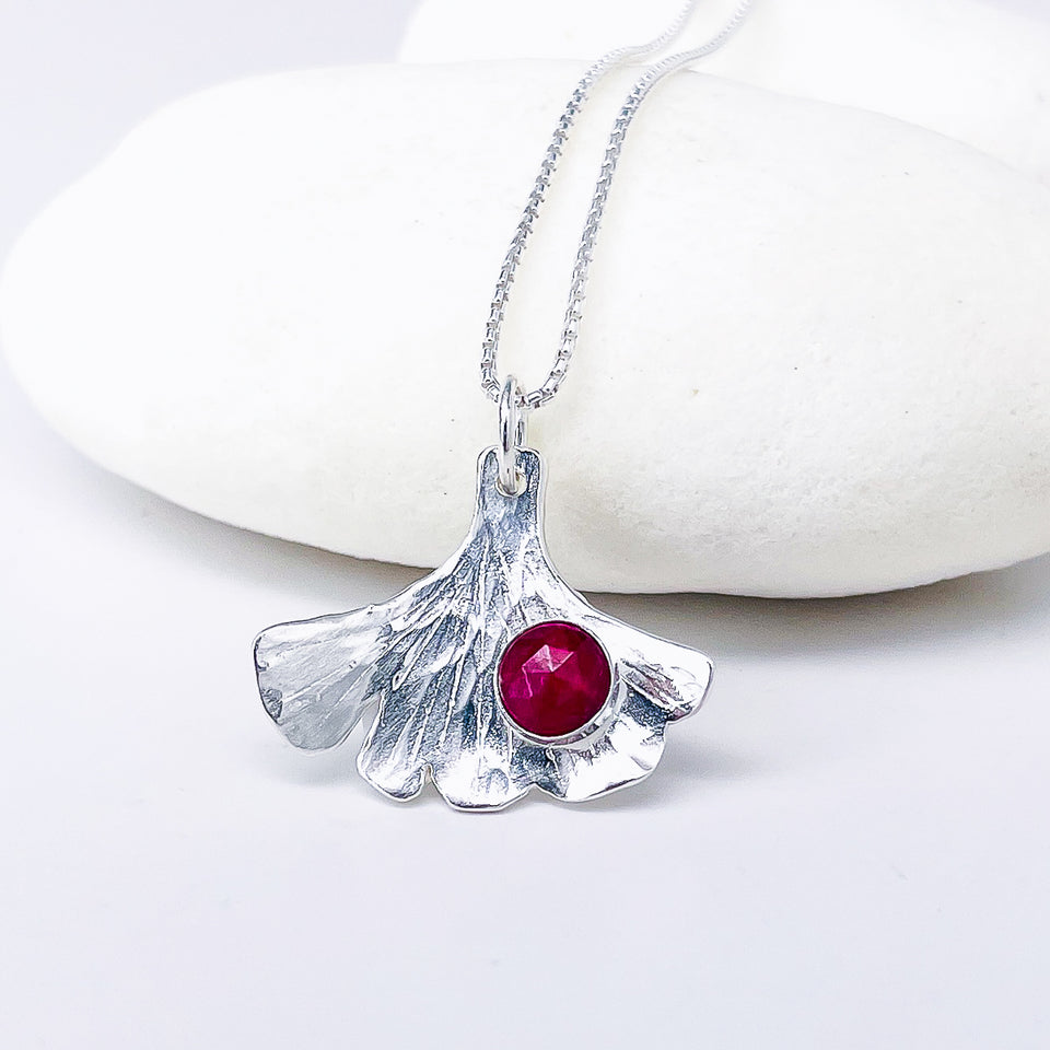 Sterling Silver Ginkgo Pendant Necklace - Resilience Talisman