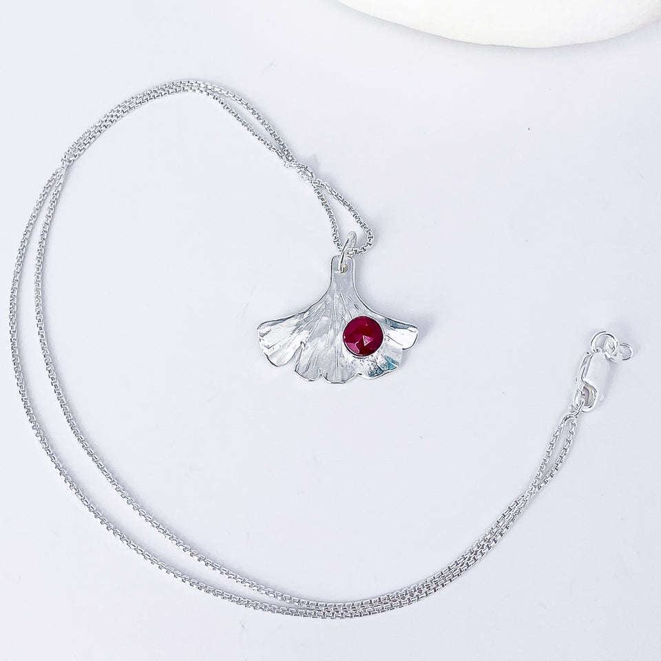 Sterling Silver Ginkgo Pendant Necklace - Resilience Talisman