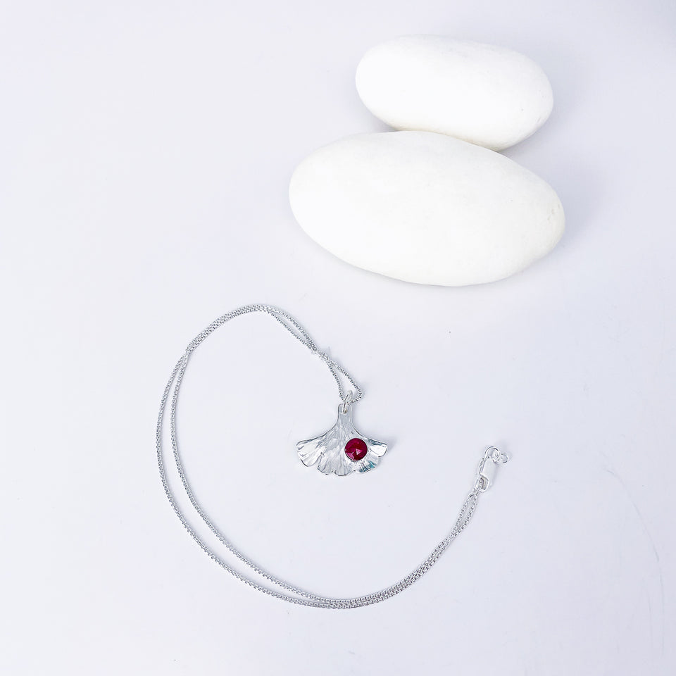 Sterling Silver Ginkgo Pendant Necklace - Resilience Talisman