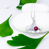 Sterling Silver Ginkgo Pendant Necklace - Resilience Talisman