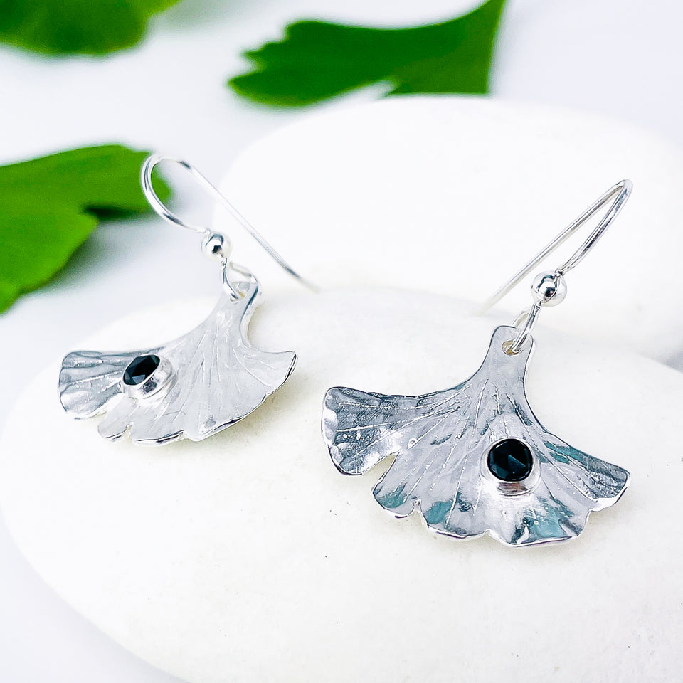 Sterling Silver Ginkgo Earrings