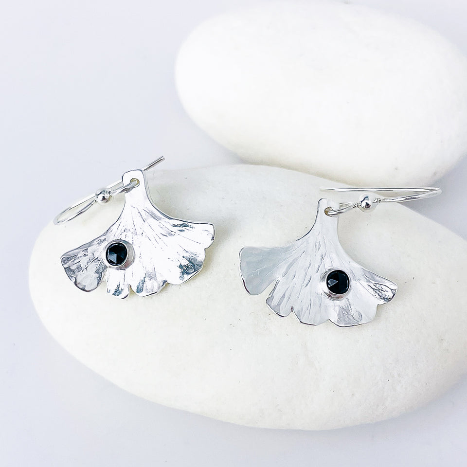 Sterling Silver Ginkgo Earrings