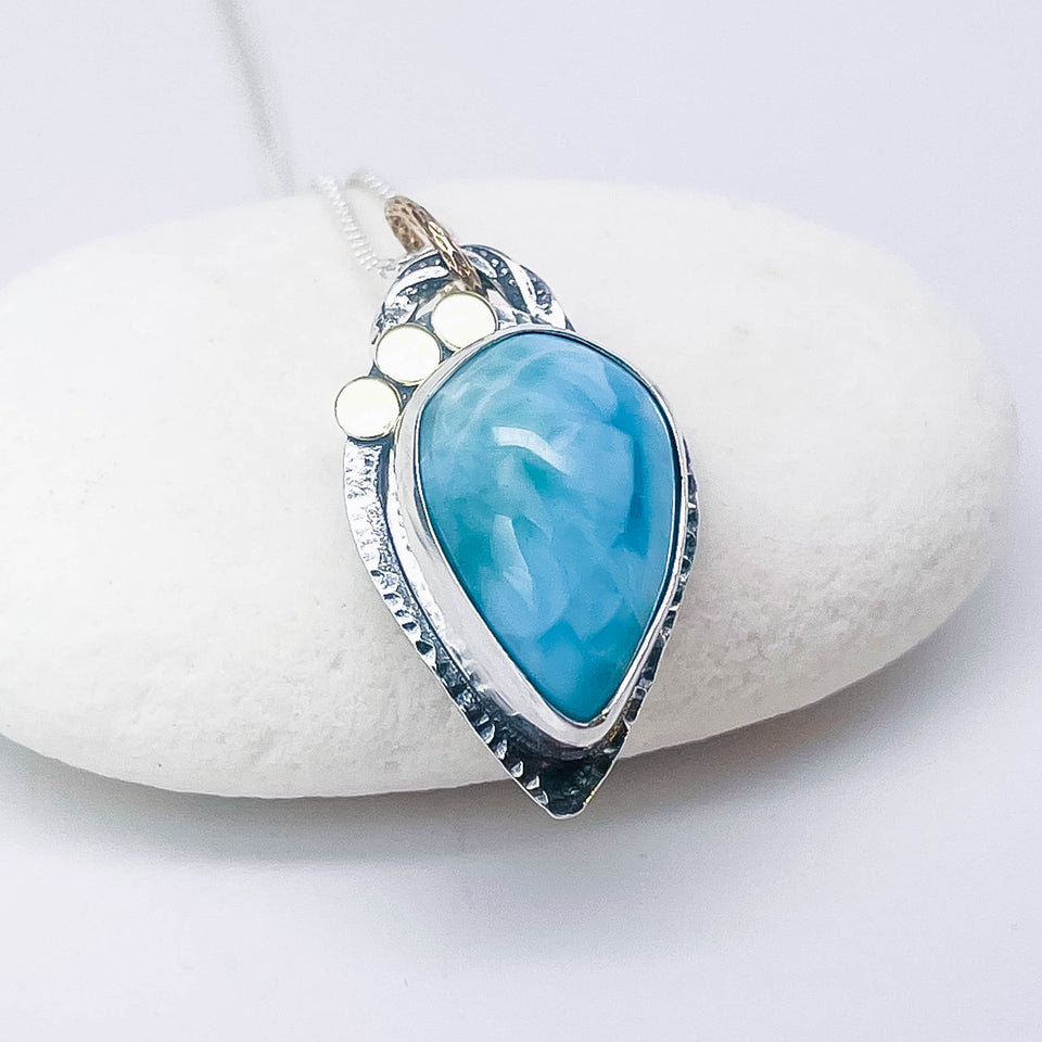 Sterling Silver Larimar Necklace - Inner Clarity Talisman