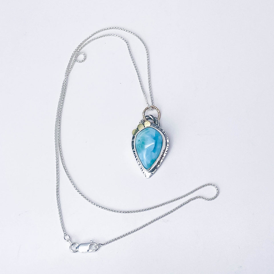 Sterling Silver Larimar Necklace - Inner Clarity Talisman
