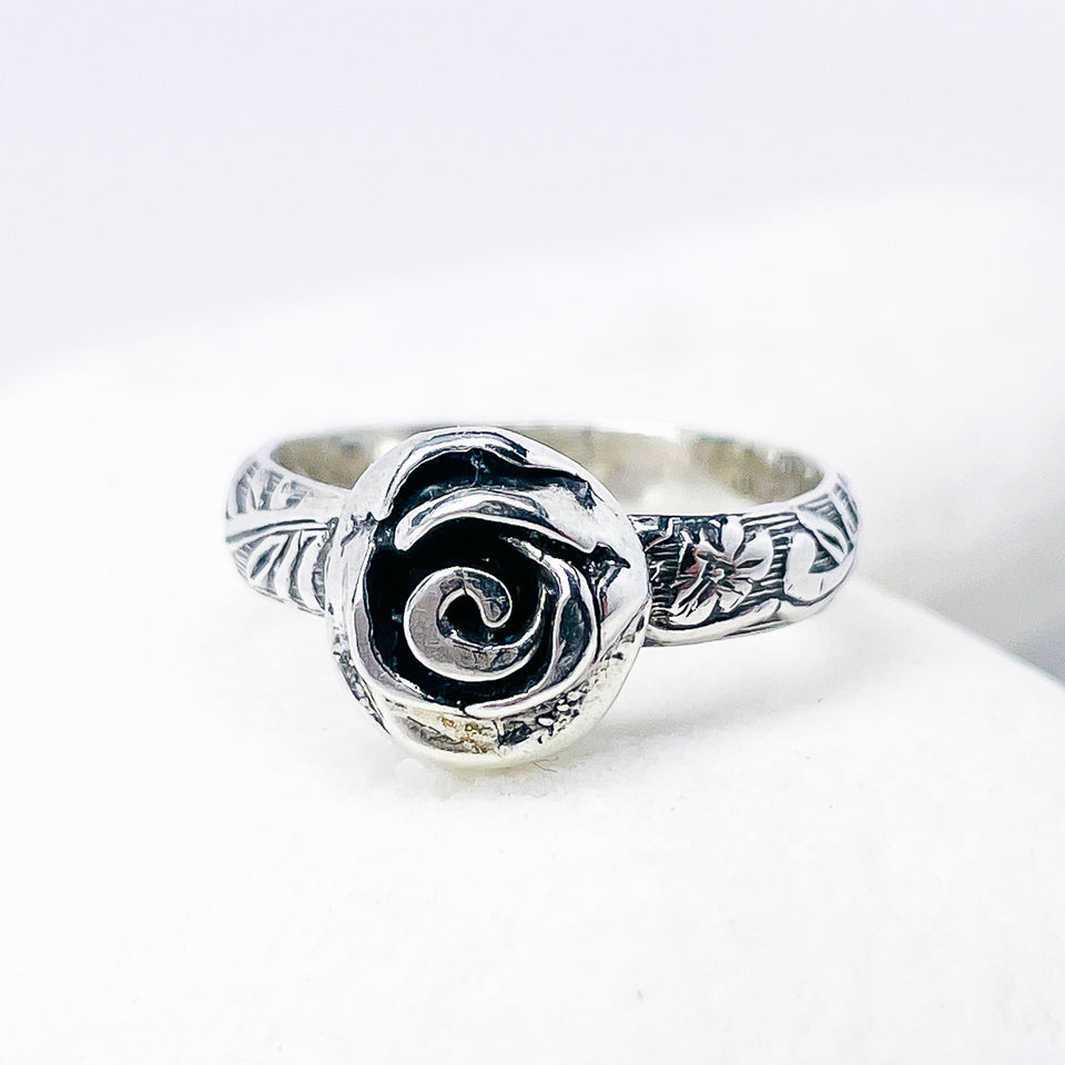 Sterling Silver Rose Ring Size 7 1/2 - Love Talisman