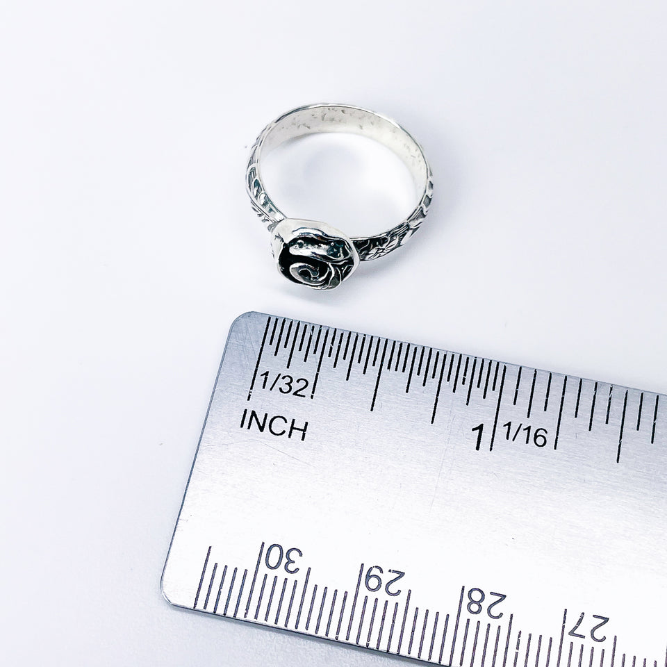 Sterling Silver Rose Ring Size 7 1/2 - Love Talisman