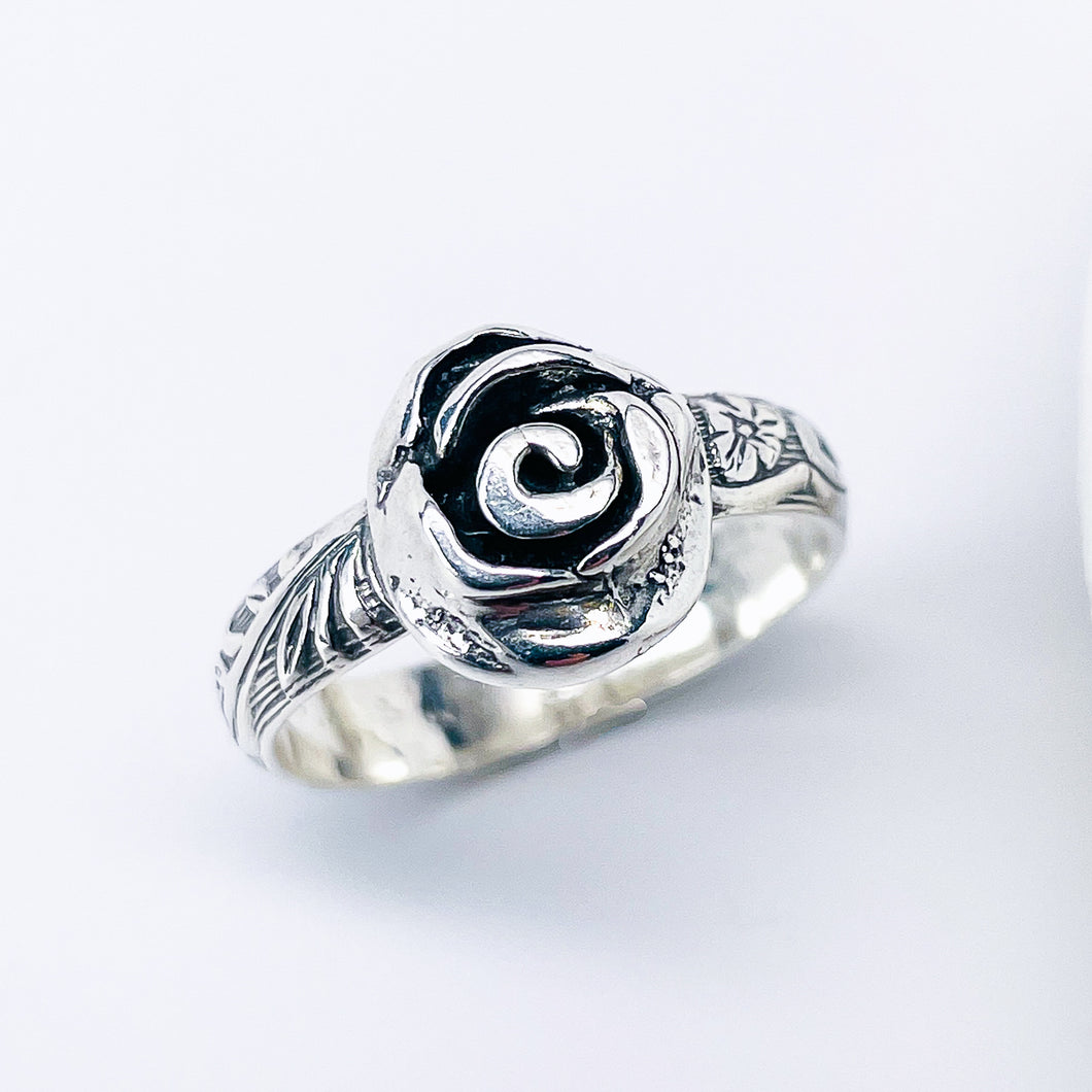 Sterling Silver Rose Ring Size 7 1/2 - Love Talisman
