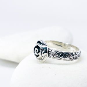 Sterling Silver Rose Ring Size 7 1/2 - Love Talisman