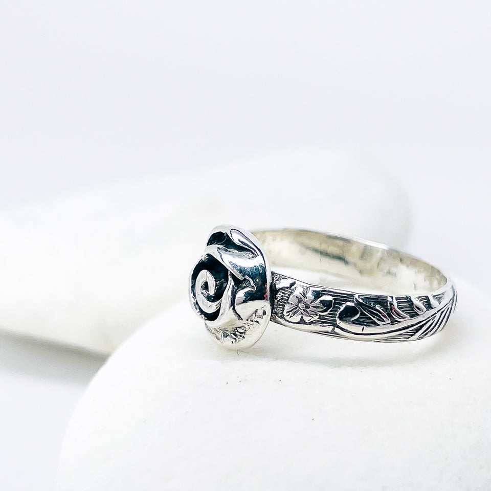 Sterling Silver Rose Ring Size 7 1/2 - Love Talisman