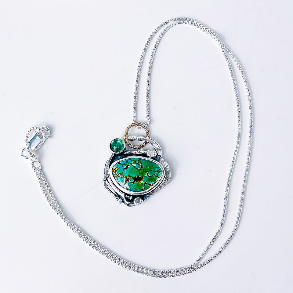 Sterling Silver Turquoise Necklace - Protection Talisman