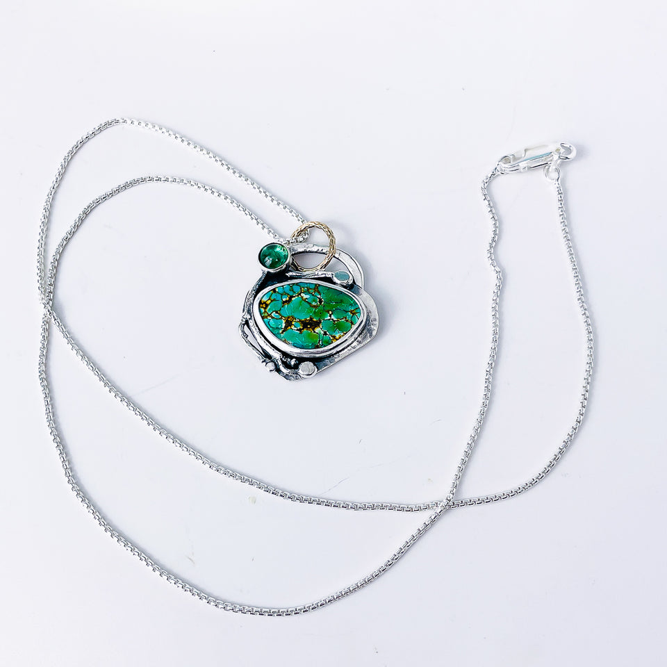Sterling Silver Turquoise Necklace - Protection Talisman