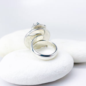 Sterling Silver Turquoise Lotus Ring (Adj.) - Inner Stillness Talisman