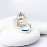 Sterling Silver Turquoise Lotus Ring (Adj.) - Inner Stillness Talisman