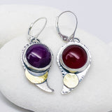 Sterling Silver Tear Drop Earrings - Ruby & Carnelian Wabi Sabi Earrings