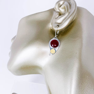 Sterling Silver Tear Drop Earrings - Ruby & Carnelian Wabi Sabi Earrings