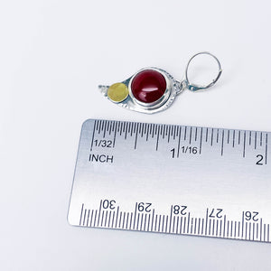 Sterling Silver Tear Drop Earrings - Ruby & Carnelian Wabi Sabi Earrings