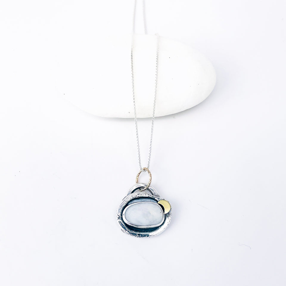 Sterling Silver White Agate Stone Pendant | Lakes Edge Talisman