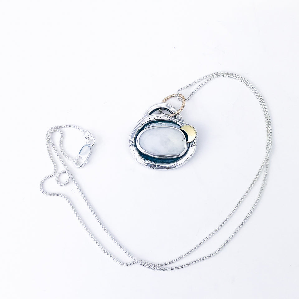Sterling Silver White Agate Stone Pendant | Lakes Edge Talisman