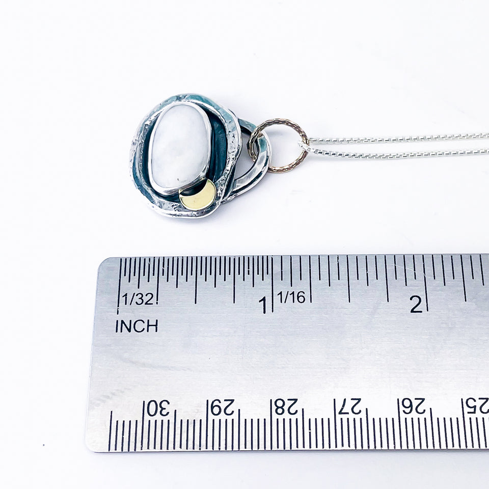 Sterling Silver White Agate Stone Pendant | Lakes Edge Talisman