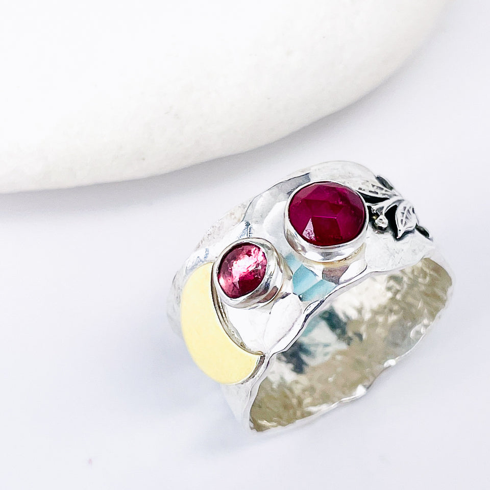 Sterling Silver Ruby Ring Size 9 - Courage Talisman