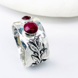 Sterling Silver Ruby Ring Size 9 - Courage Talisman