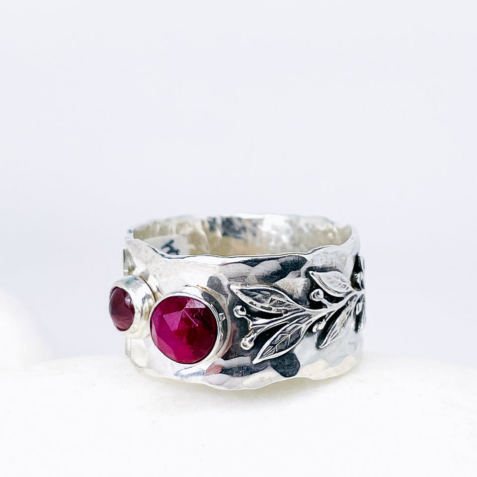 Sterling Silver Ruby Ring Size 9 - Courage Talisman