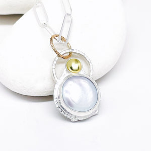Sterling Silver Coin Pearl Pendant Necklace - Inspire Necklace