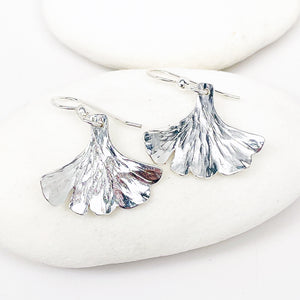 Sterling Silver Ginkgo Earrings