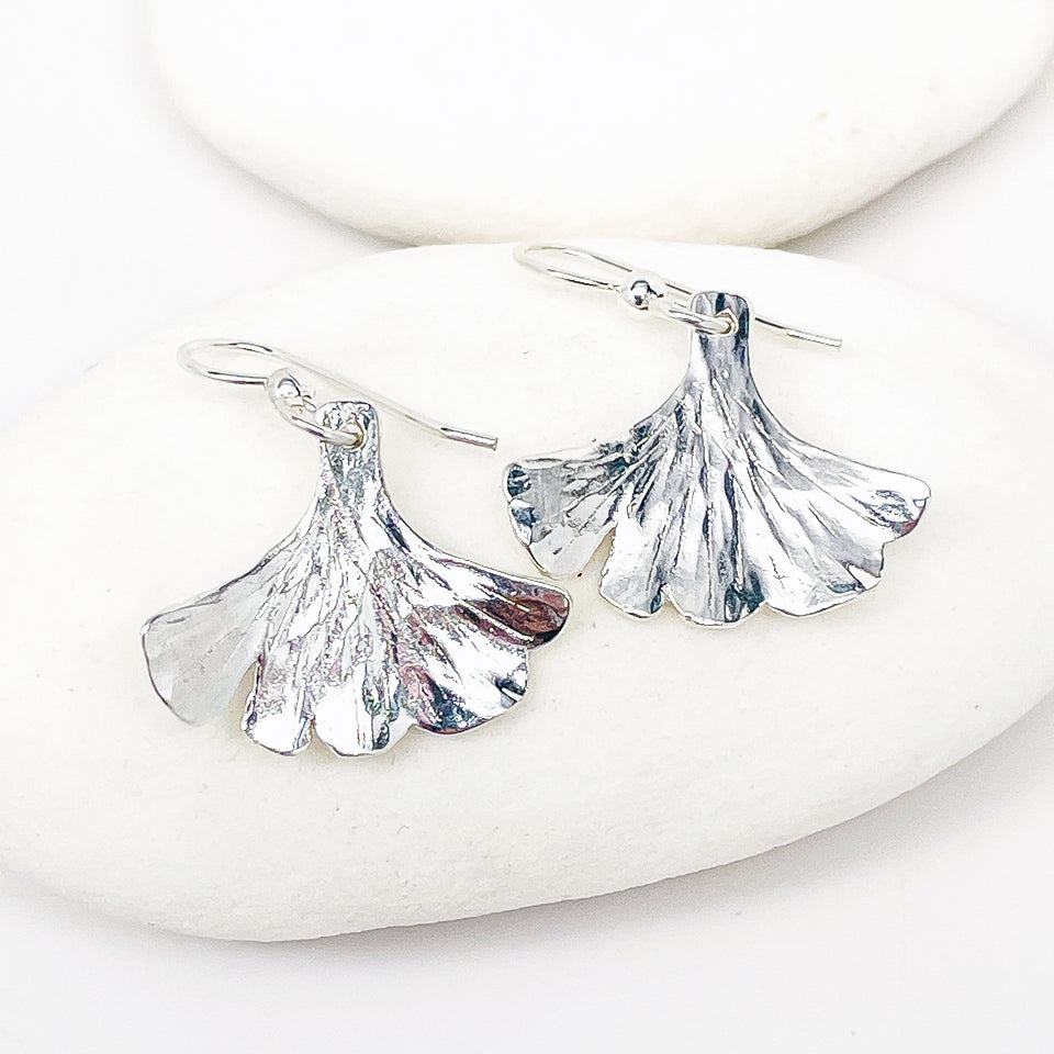 Sterling Silver GInkgo Earrings