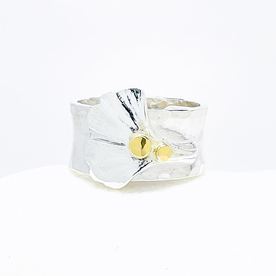 Sterling Silver Ginkgo Leaf Rings Jewelry Size 6 3/4 | Smooth Band