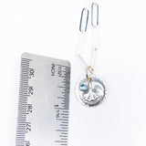 Sterling Silver Ginkgo Pendant Necklace - blue topaz