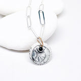 Sterling Silver Ginkgo Pendant Necklace - Black Spinel