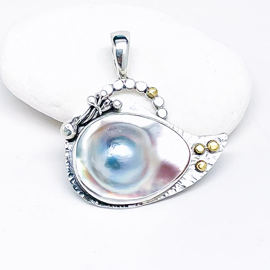 Sterling Silver Pearl Pendant Necklace | The Wave