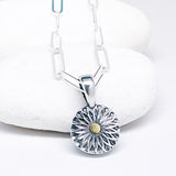 Sterling Silver Pearl Reversible Necklace - Sunburst Mandala Necklace