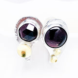 Sterling Silver Rain Drop Post Earrings - Garnet and Gold