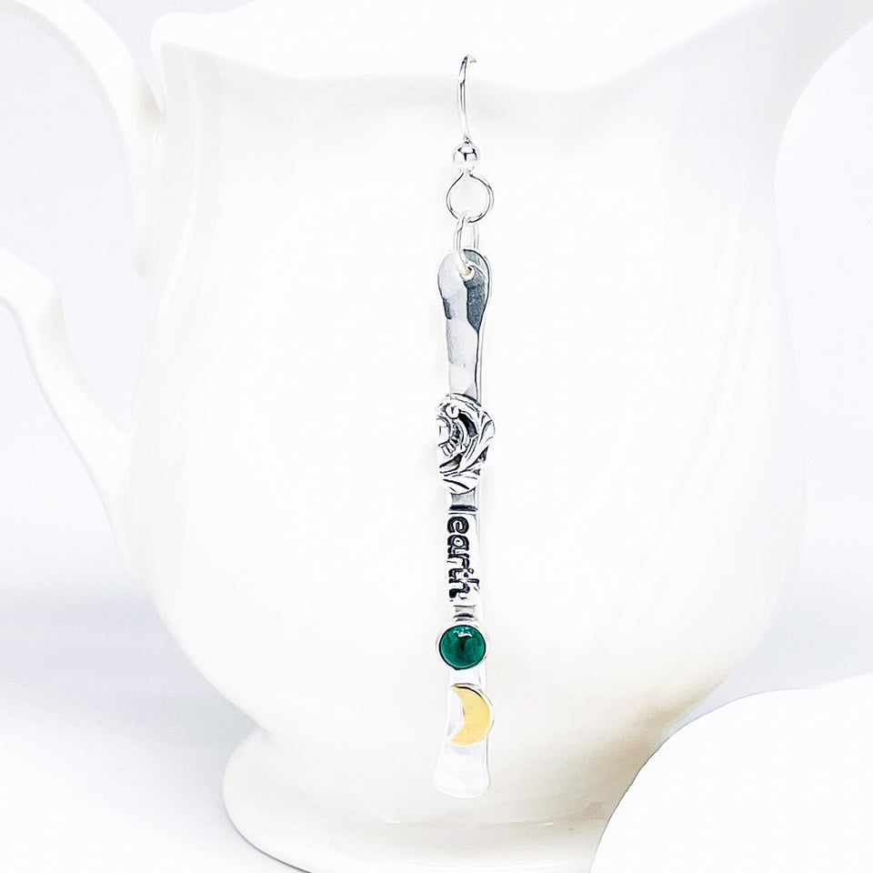 Sterling Silver “Earth” Earring "Words Wisdom Totem Collection"