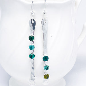 Sterling Silver Totem Earrings - Multi Stone Wabi Sabi