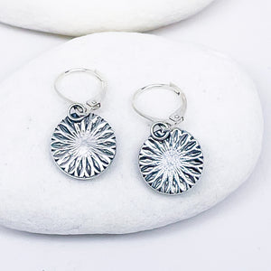 Sterling Silver Turquoise Earrings - Reversible Sunburst Mandala Earrings