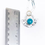 Sterling Silver Turquoise Pendant Necklace - Half Moon Pendant
