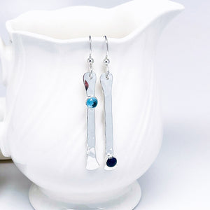Sterling Silver Stick Blue Topaz/Lapis Lazuli Earrings