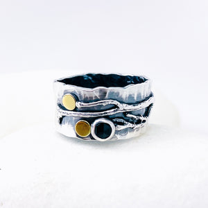 Black Spinel Wide Band Ring Size 7 1/2 - Inner Strength Talisman