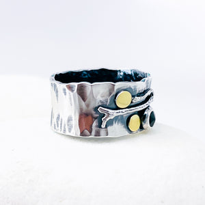 Black Spinel Wide Band Ring Size 7 1/2 - Inner Strength Talisman