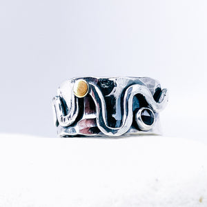 Sterling Silver Serpent Ring Size 8 1/2 - Spiritual Insight Talisman