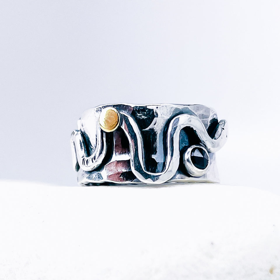 Sterling Silver Serpent Ring Size 8 1/2 - Spiritual Insight Talisman