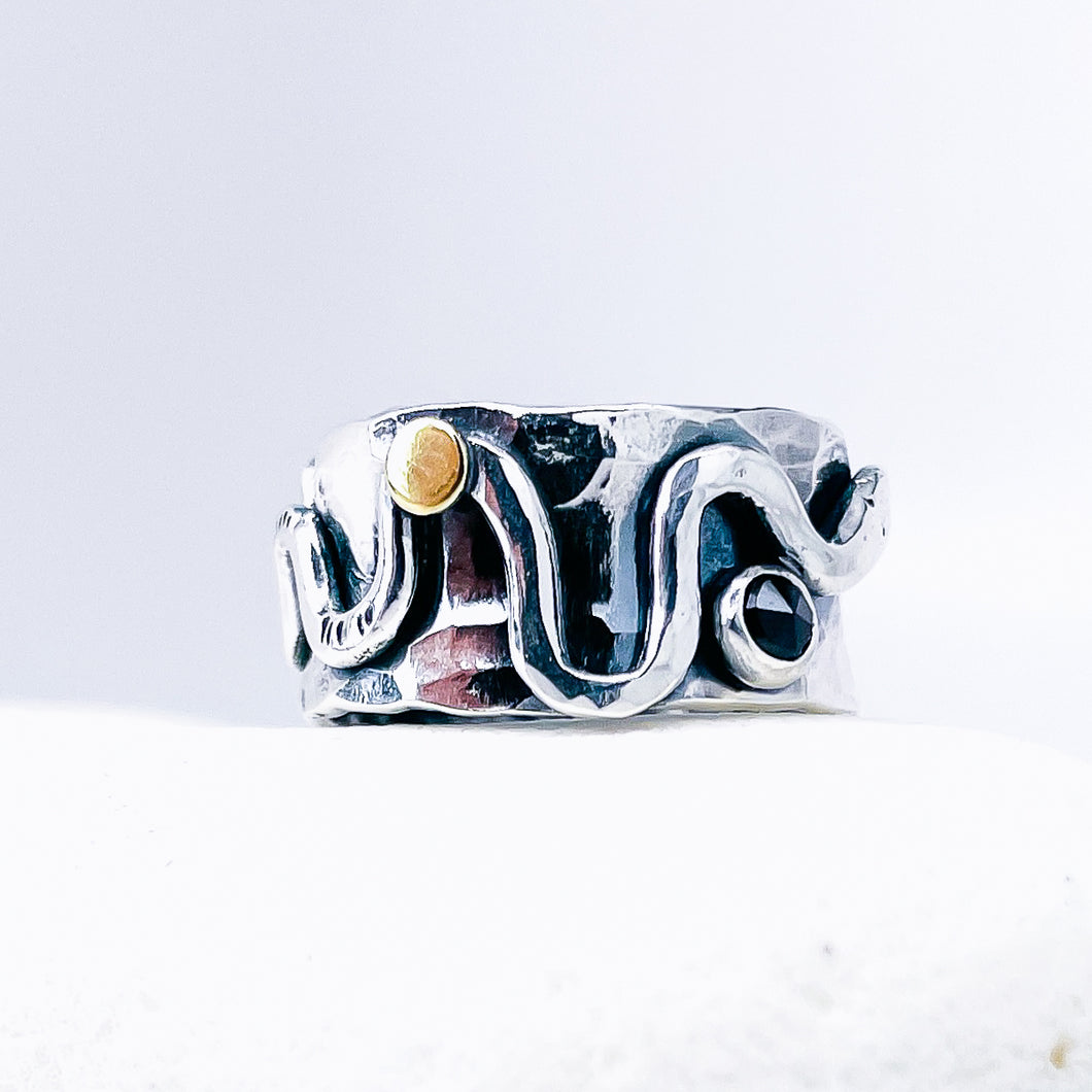 Sterling Silver Serpent Ring Size 8 1/2 - Spiritual Insight Talisman
