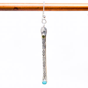 Sterling Silver Stick Totem Earring w/Turquoise