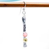 Sterling Silver “Love” Earring "Words Wisdom Totem Collection" w/ Pink Opal
