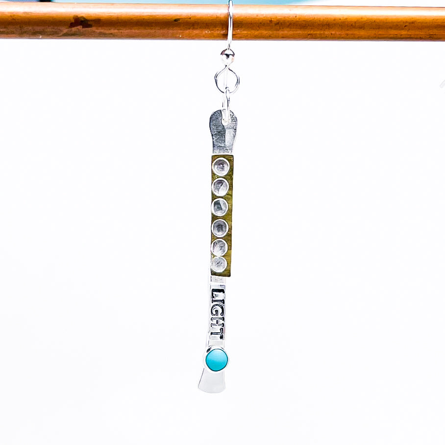 Sterling Silver “Light” Earring "Words Wisdom Totem Collection" w/Turquoise