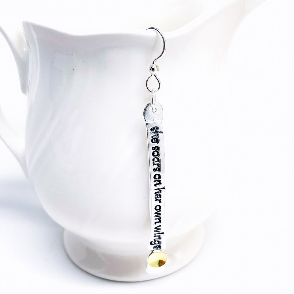 Sterling Silver “She Soars” Earring "Words Wisdom Totem Collection"